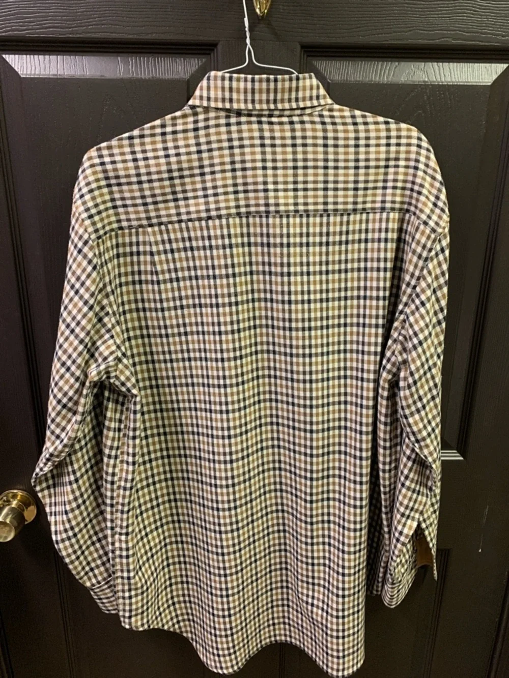 Boyt Harness Company Men's Plaid Button-Down Shirt with Tan Elbow Patches - Picture 2 of 8